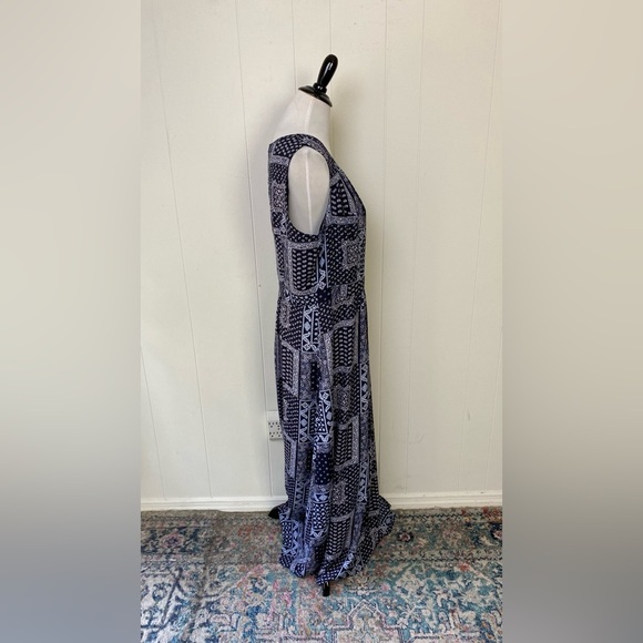 Talbots Blue Paisley Bandana Print Midi Maxi Dress Size 14 Sleeveless Casual - Picture 5 of 13
